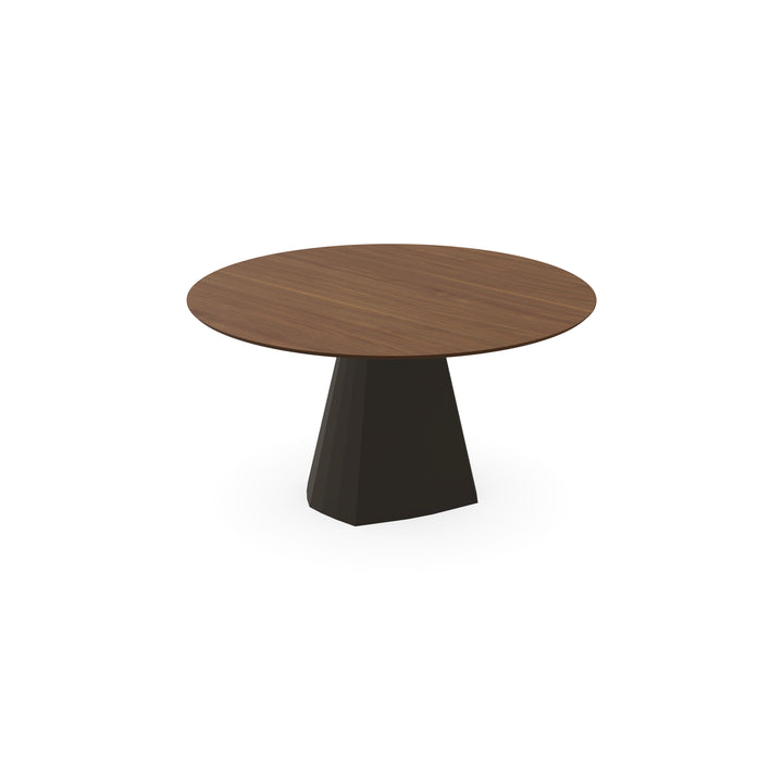 Eettafel Melamine Noten - Rond - Cone Onderstel Mat Donkerbruin - {{ product.type }} - Kas20