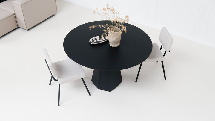 Eiken eettafel Zwart - Rond - Cone Zwart - {{ product.type }} - Kas20