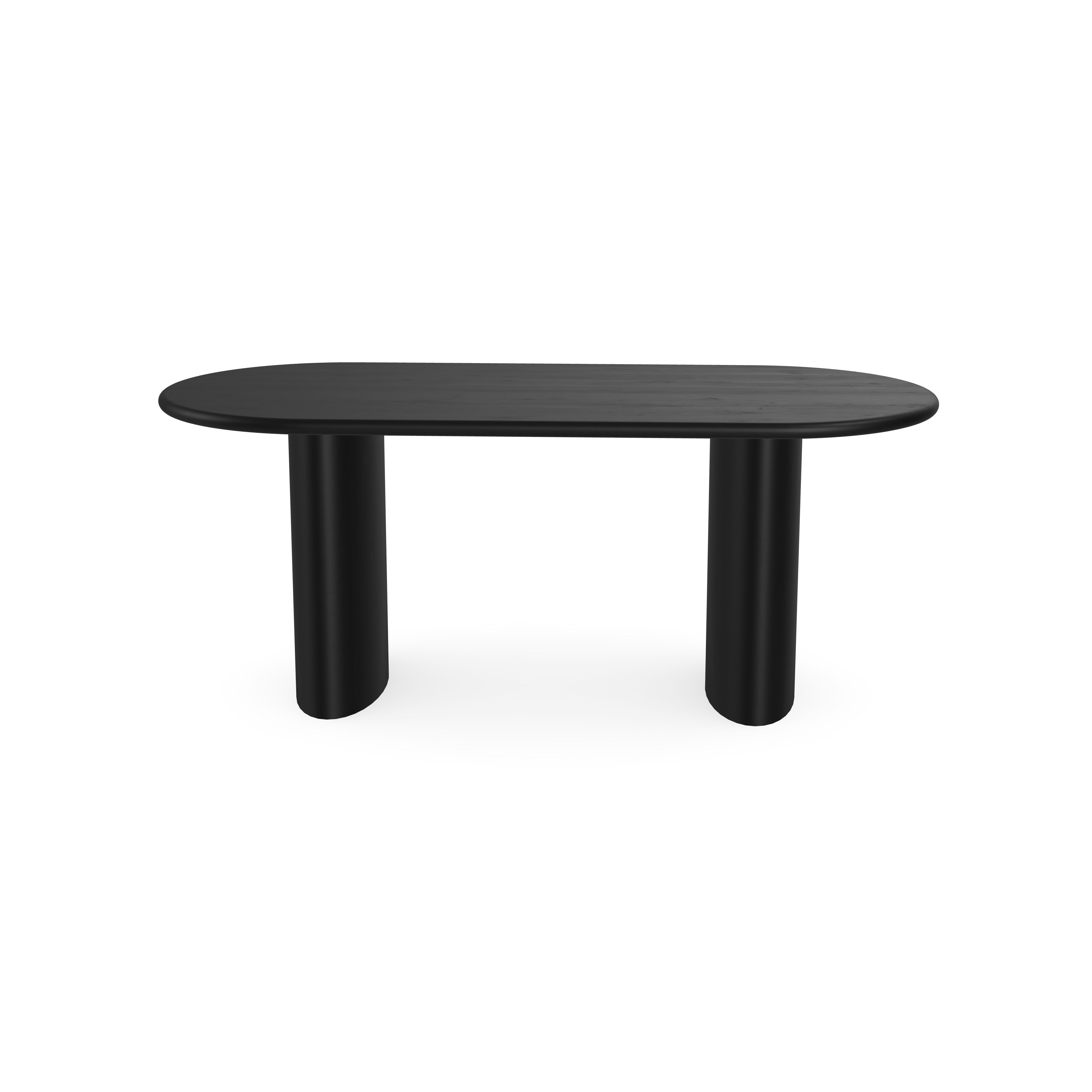 Eettafel Eiken Zwart - 4cm - Plat ovaal- Freya hout - Ronde rand