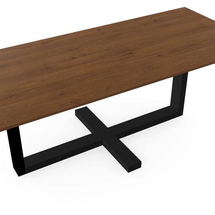 Noten massief eettafel naturel - Recht - Halve Plus Zwart - {{ product.type }} - Kas20