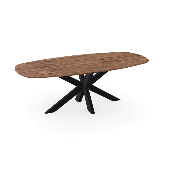 Noten massief eettafel naturel - deens ovaal - Matrix Dun Zwart - {{ product.type }} - Kas20