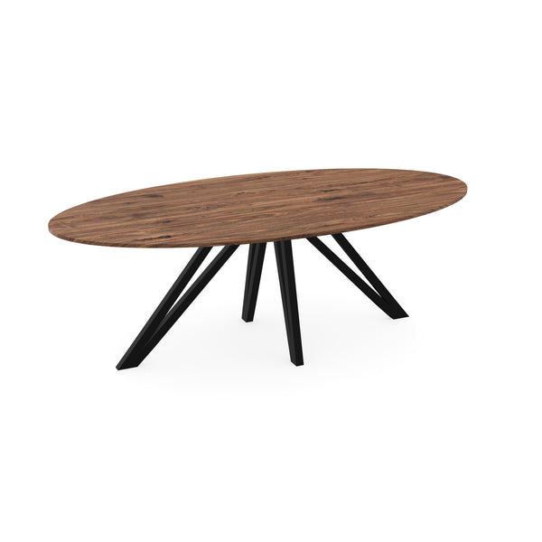Noten massief eettafel naturel - Ovaal - Spin Zwart