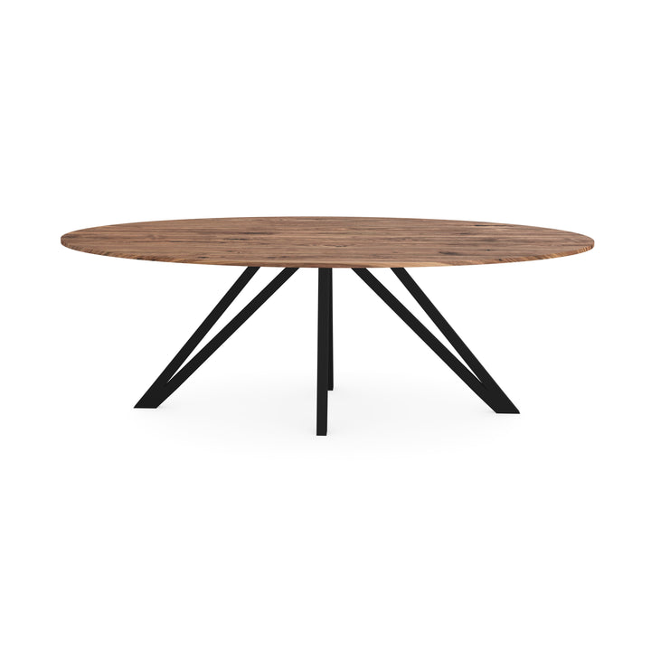 Noten massief eettafel naturel - Ovaal - Spin Zwart - {{ product.type }} - Kas20