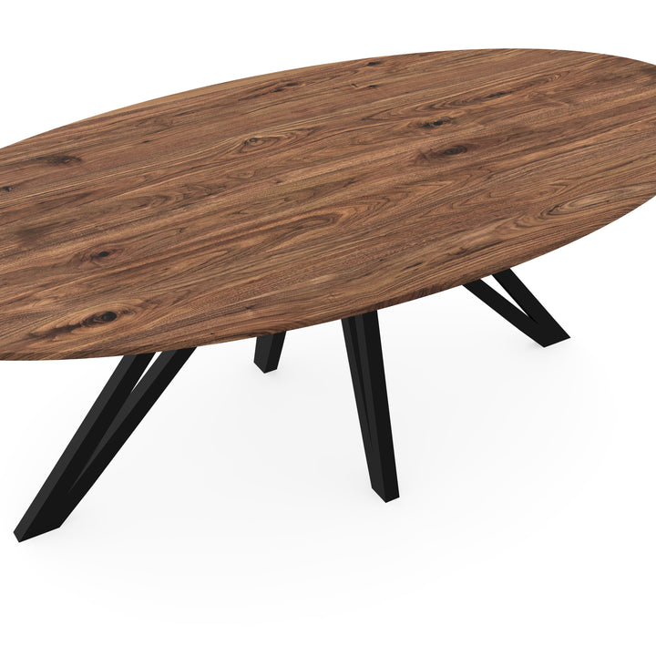 Noten massief eettafel naturel - Ovaal - Spin Zwart - {{ product.type }} - Kas20