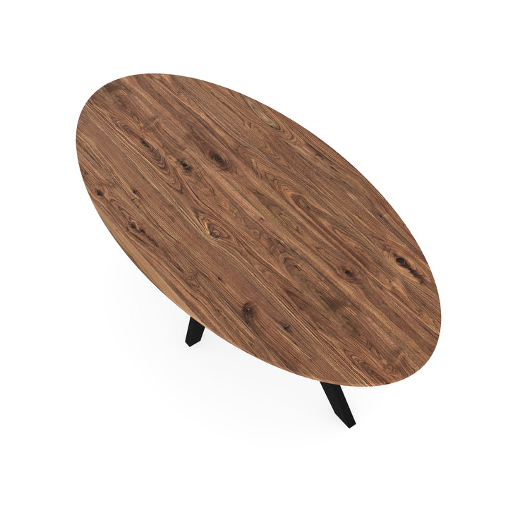 Noten massief eettafel naturel - Ovaal - Spin Zwart - {{ product.type }} - Kas20