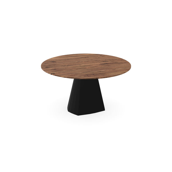 Noten massief eettafel naturel - Rond - Cone Zwart