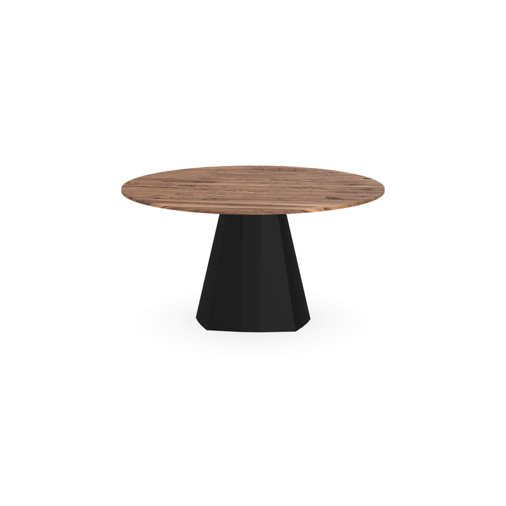 Noten massief eettafel naturel - Rond - Cone Zwart - {{ product.type }} - Kas20