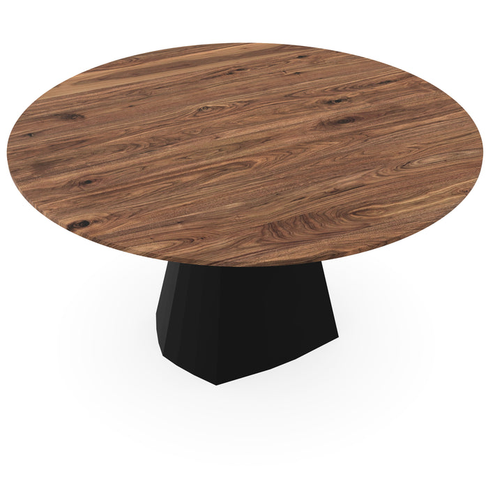 Noten massief eettafel naturel - Rond - Cone Zwart - {{ product.type }} - Kas20