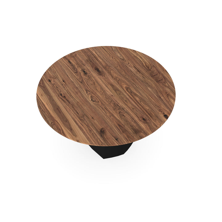 Noten massief eettafel naturel - Rond - Cone Zwart - {{ product.type }} - Kas20