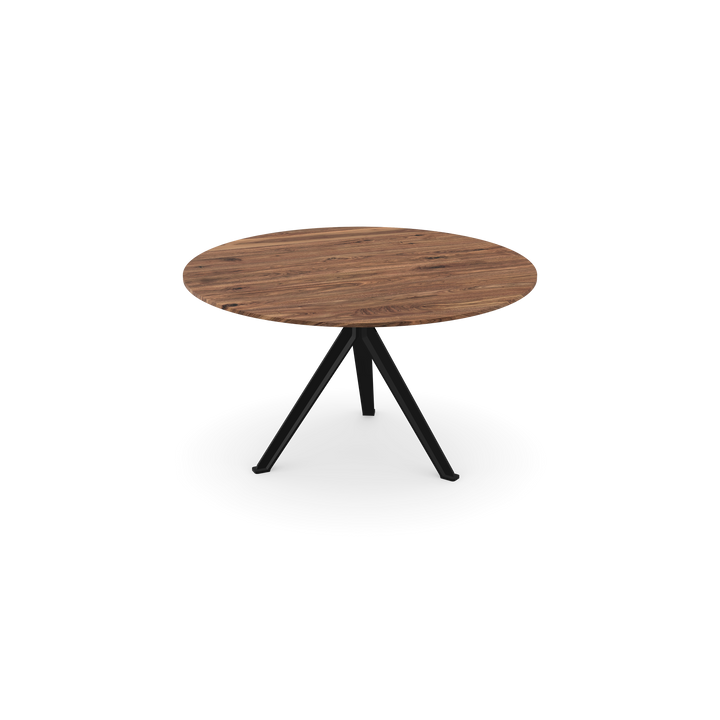 Noten massief eettafel Naturel - Rond - Stella zwart - {{ product.type }} - Kas20