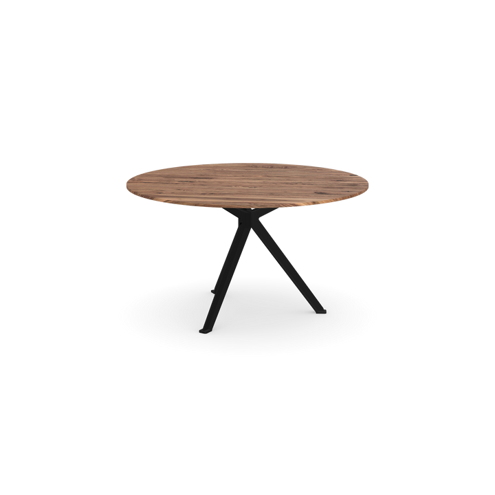 Noten massief eettafel Naturel - Rond - Stella zwart - {{ product.type }} - Kas20