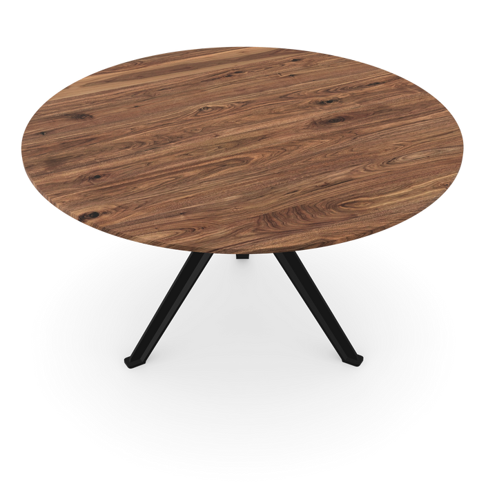 Noten massief eettafel Naturel - Rond - Stella zwart - {{ product.type }} - Kas20