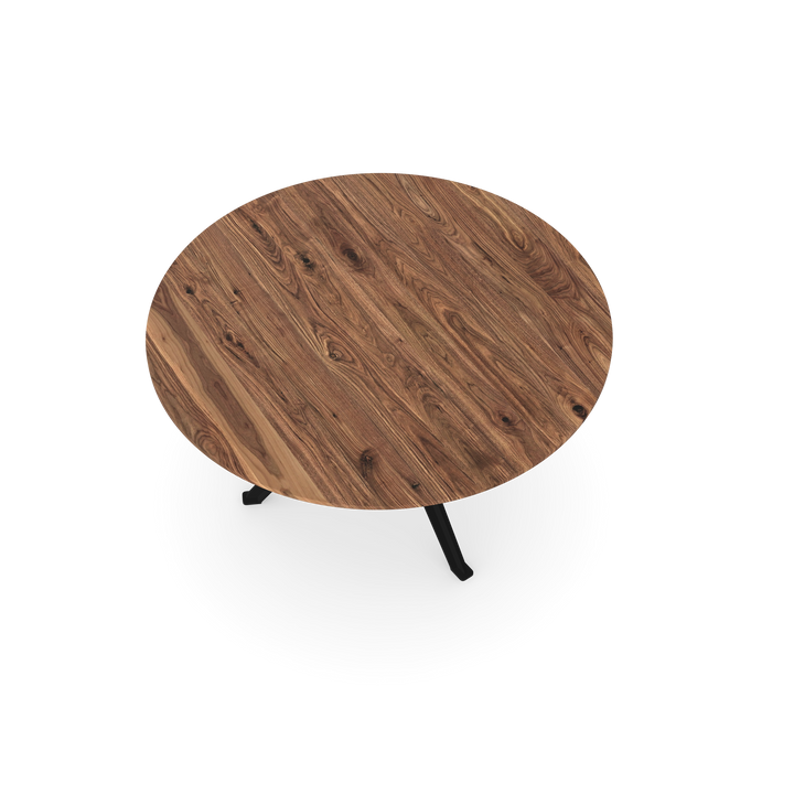 Noten massief eettafel Naturel - Rond - Stella zwart - {{ product.type }} - Kas20