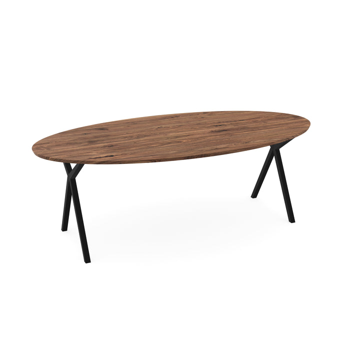 Noten massief eettafel naturel - Ovaal - Scissor Zwart - {{ product.type }} - Kas20