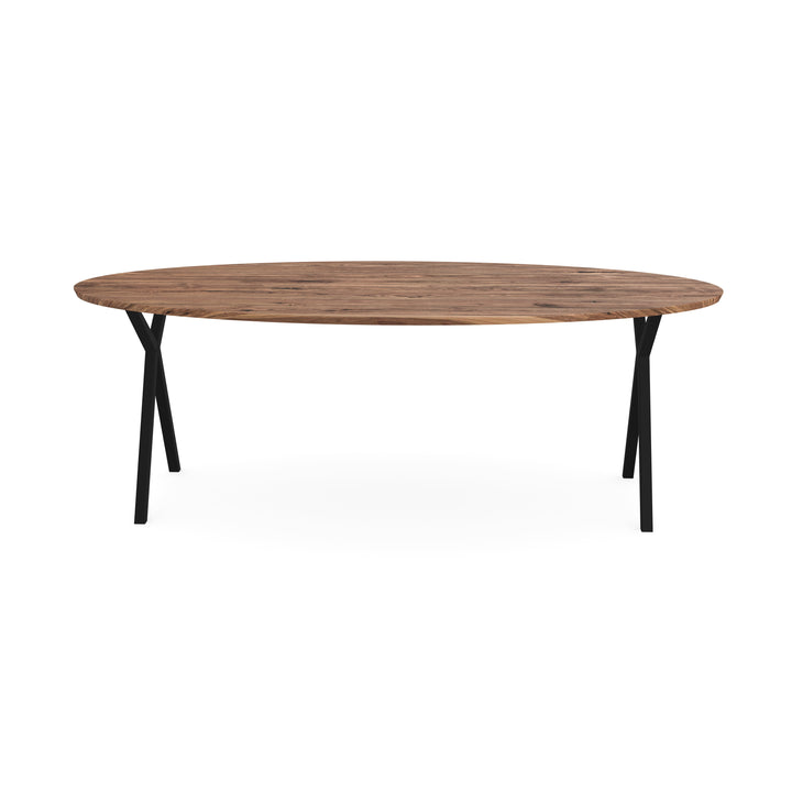 Noten massief eettafel naturel - Ovaal - Scissor Zwart - {{ product.type }} - Kas20