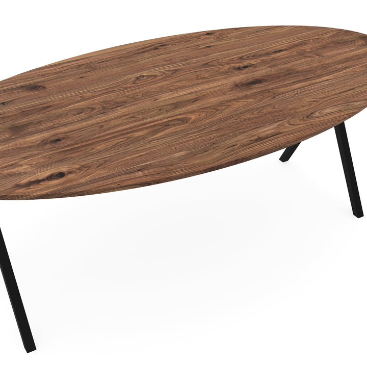Noten massief eettafel naturel - Ovaal - Scissor Zwart - {{ product.type }} - Kas20