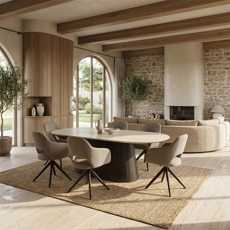 Keramiek eettafel Hermitage Arena - Plat ovaal - Sjors Anodic Brons