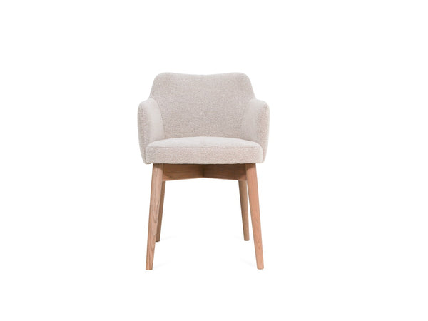 Houten Eetkamerstoel Noor - Beige - hout onderstel bruin - {{ product.type }} - Kas20