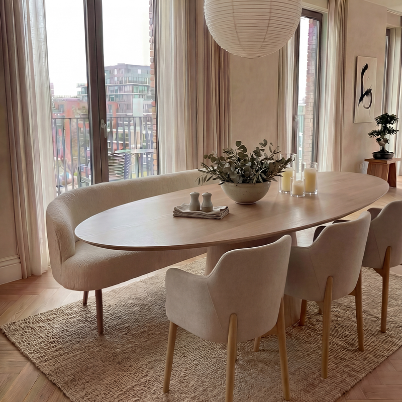 Eiken massief eettafel Naturel - Ovaal - Sjors naturel