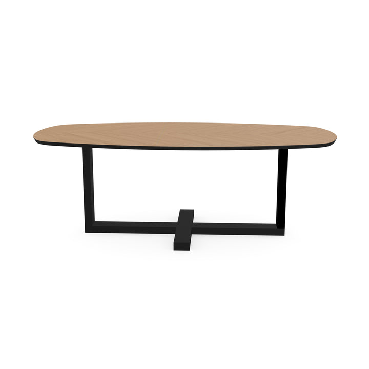 Eiken Hongaarse punt eettafel naturel - Deens ovaal - Halve plus zwart - {{ product.type }} - Kas20