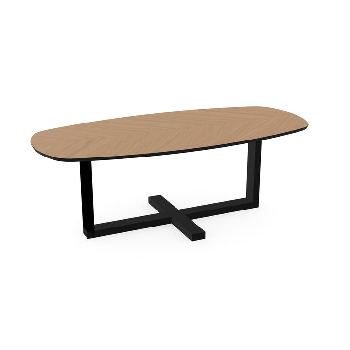 Eiken Hongaarse punt eettafel naturel - Deens ovaal - Halve plus zwart - {{ product.type }} - Kas20