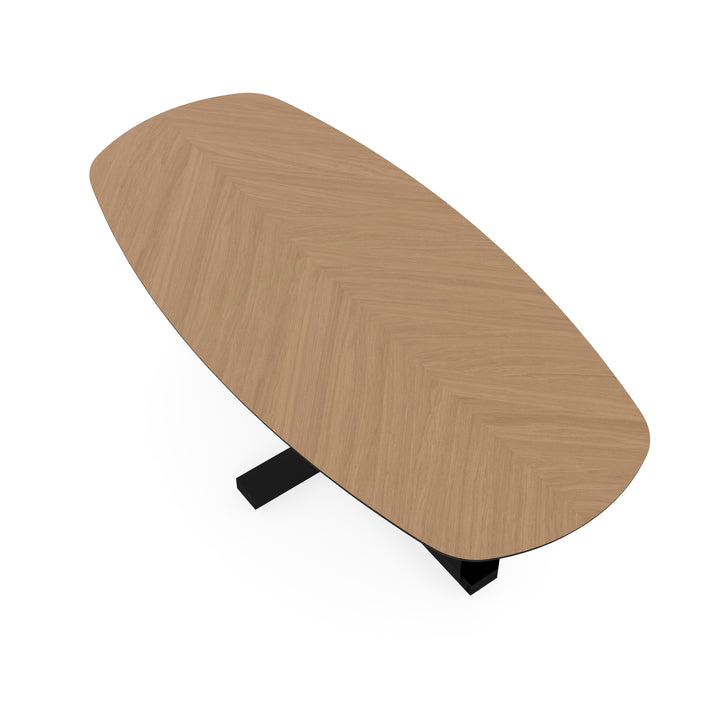 Eiken Hongaarse punt eettafel naturel - Deens ovaal - Halve plus zwart - {{ product.type }} - Kas20