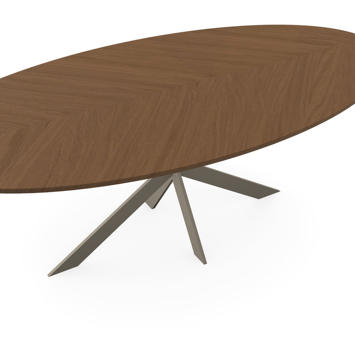 Eiken Hongaarse Punt Eettafel Walnut Brown 2x - Ovaal - Matrix Ultra Dun Licht Bruin - {{ product.type }} - Kas20