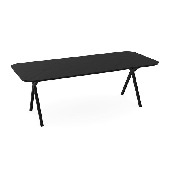 Eiken Hongaarse Punt Eettafel Zwart - Recht Radius - Scissor Zwart