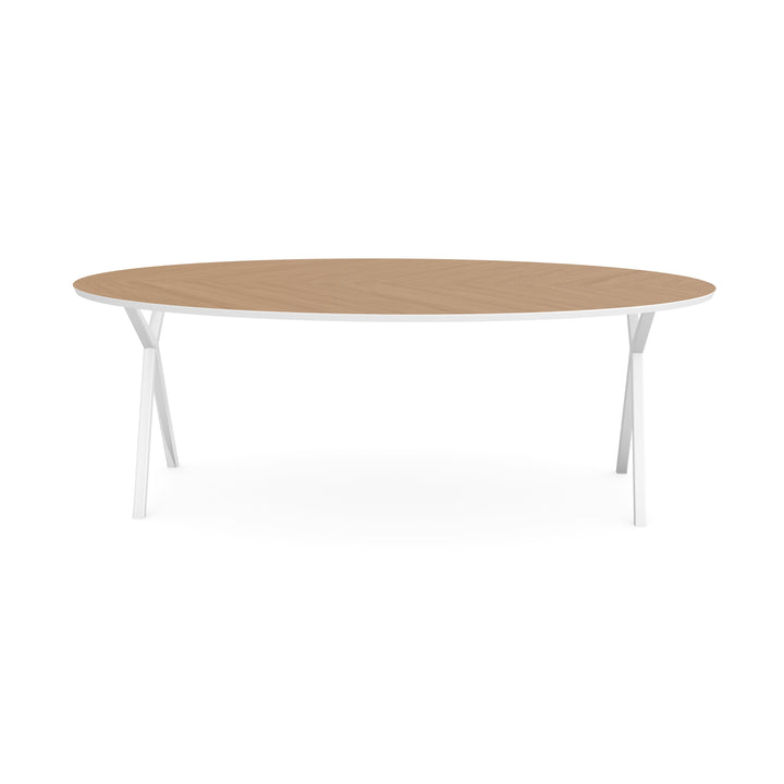 Eiken Hongaarse Punt Eettafel Naturel - Ovaal - Scissor Wit - {{ product.type }} - Kas20
