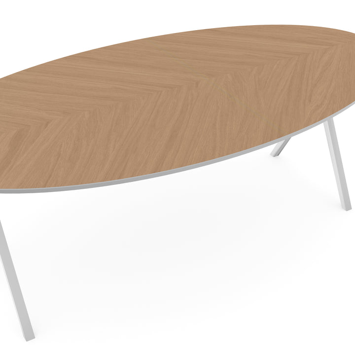Eiken Hongaarse Punt Eettafel Naturel - Ovaal - Scissor Wit - {{ product.type }} - Kas20