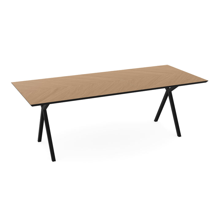 Eiken Hongaarse Punt Eettafel Naturel - Recht - Scissor Zwart - {{ product.type }} - Kas20