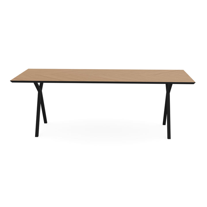 Eiken Hongaarse Punt Eettafel Naturel - Recht - Scissor Zwart - {{ product.type }} - Kas20