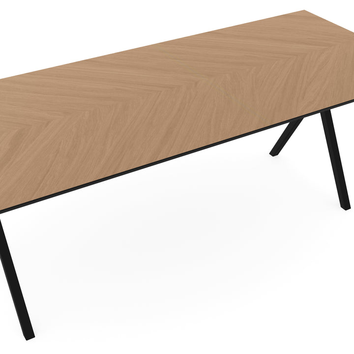 Eiken Hongaarse Punt Eettafel Naturel - Recht - Scissor Zwart - {{ product.type }} - Kas20