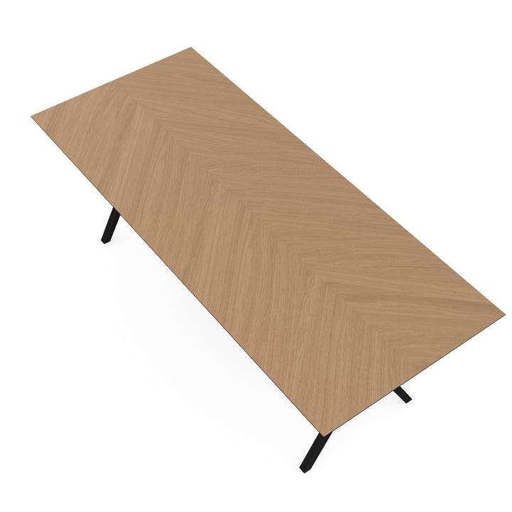 Eiken Hongaarse Punt Eettafel Naturel - Recht - Scissor Zwart - {{ product.type }} - Kas20