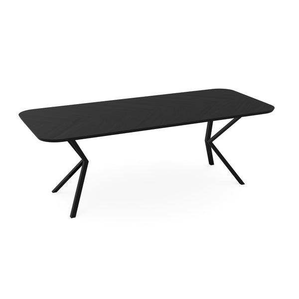 Eiken Hongaarse punt eettafel zwart - Recht Radius - VV Zwart