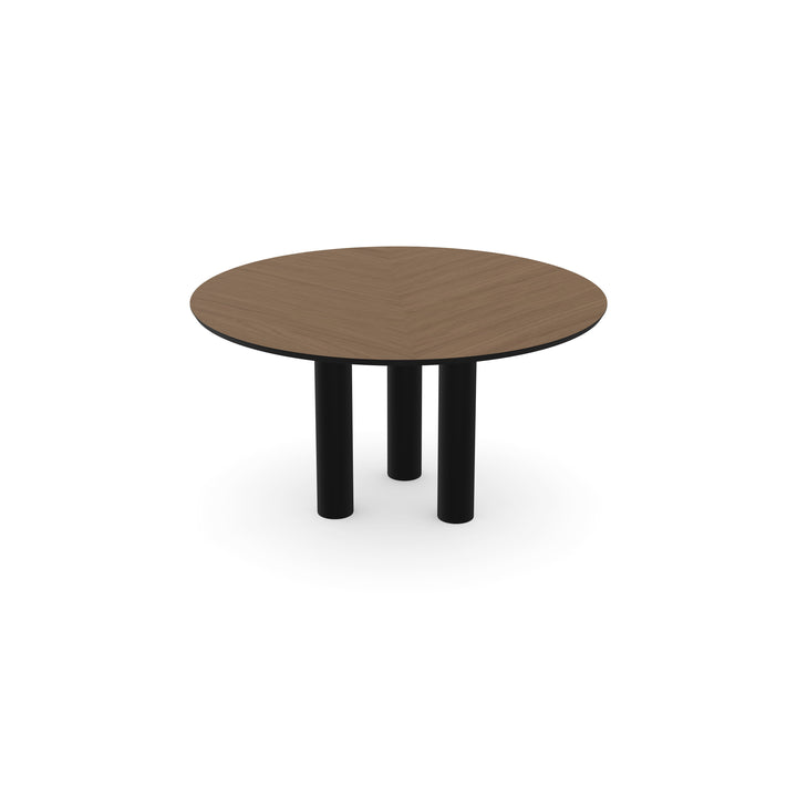 Eiken Hongaarse punt eettafel black light smoke - Rond - Columbus zwart - {{ product.type }} - Kas20