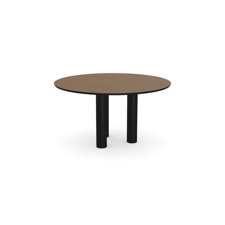 Eiken Hongaarse punt eettafel black light smoke - Rond - Columbus zwart - {{ product.type }} - Kas20