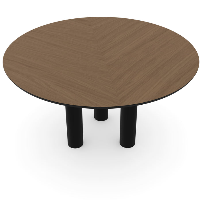Eiken Hongaarse punt eettafel black light smoke - Rond - Columbus zwart - {{ product.type }} - Kas20