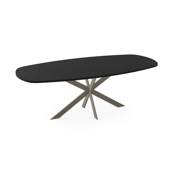Eiken mozaïek eettafel zwart - Deens ovaal - Matrix ultra dun licht bruin