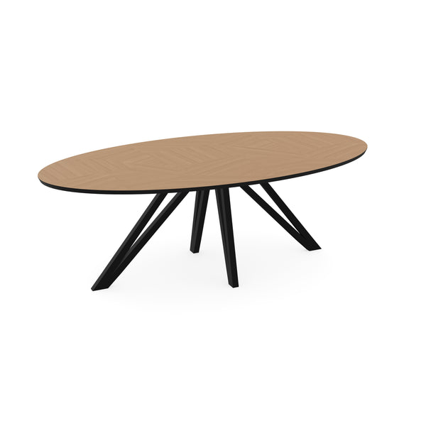 Eiken mozaïek eettafel naturel - Ovaal - Spin zwart