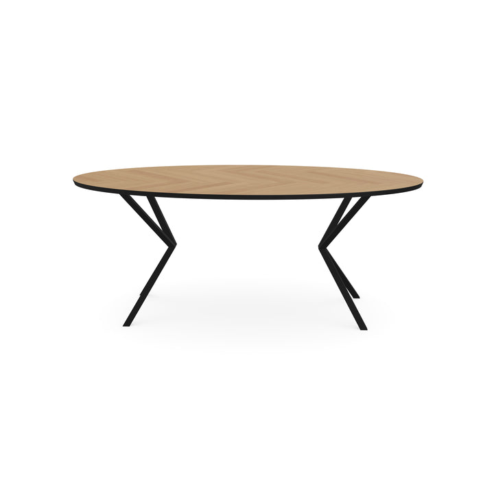 Eiken visgraat eettafel naturel - Ovaal - VV zwart - {{ product.type }} - Kas20