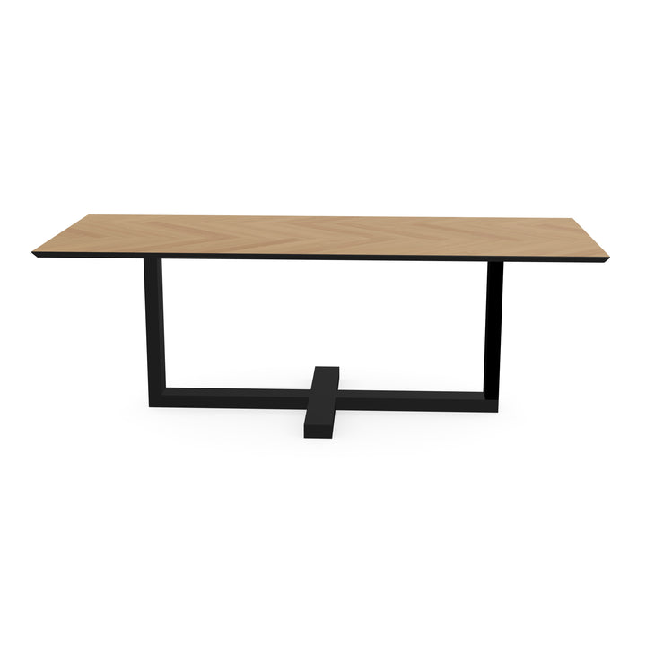 Eiken Visgraat Eettafel Naturel - Recht - Halve Plus Zwart - {{ product.type }} - Kas20