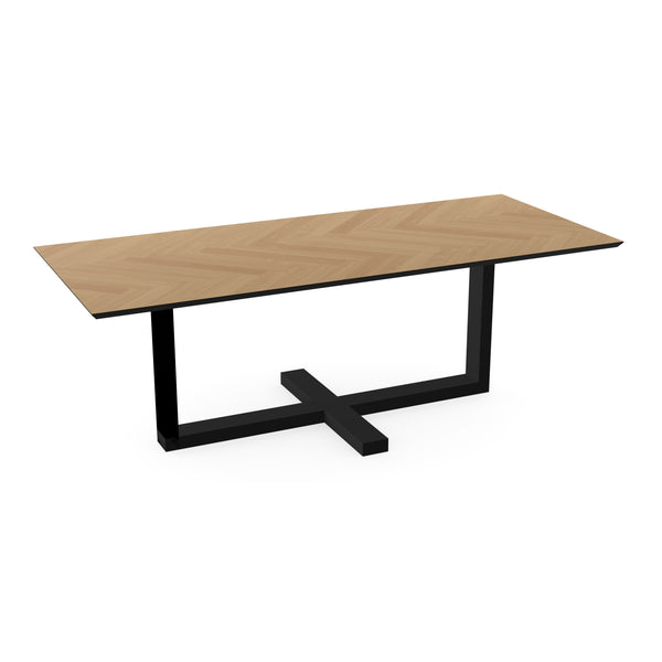 Eiken Visgraat Eettafel Naturel - Recht - Halve Plus Zwart - {{ product.type }} - Kas20