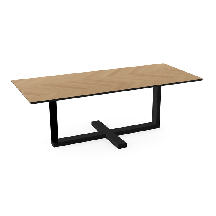 Eiken Visgraat Eettafel Naturel - Recht - Halve Plus Zwart - {{ product.type }} - Kas20