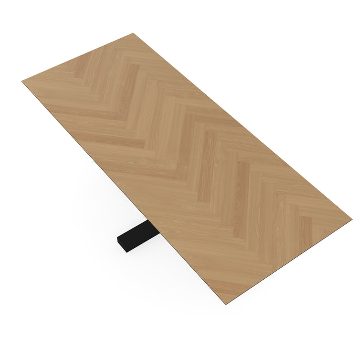 Eiken Visgraat Eettafel Naturel - Recht - Halve Plus Zwart - {{ product.type }} - Kas20