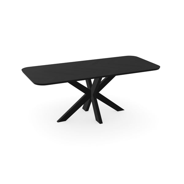 Eiken visgraat eettafel zwart - Recht radius - Matrix dun Zwart - {{ product.type }} - Kas20