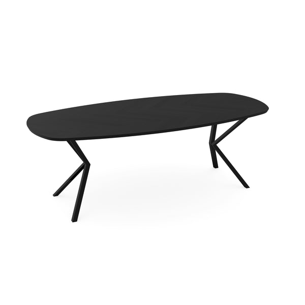 Eiken visgraat eettafel zwart - Deens ovaal - VV Zwart
