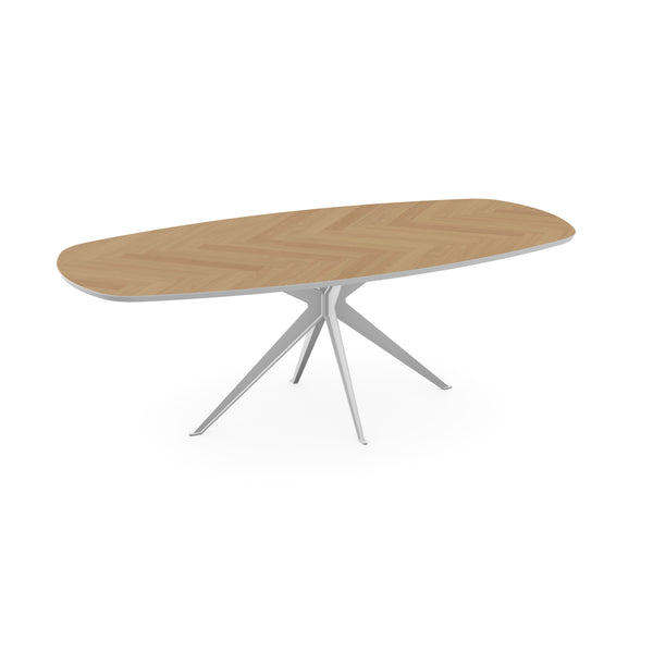 Eiken Visgraat Eettafel Naturel - Deens Ovaal - Anna Wit - {{ product.type }} - Kas20