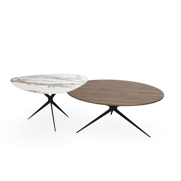 Eiken/Keramiek duo Salontafel Toscane 2x - Rond - Obit onderstel - {{ product.type }} - Kas20