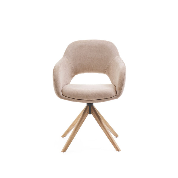 Eetkamerstoel Liam - San Remo Ecru - Hout Naturel Draaibaar onderstel - {{ product.type }} - Kas20
